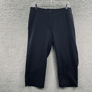 Chicos Womens Capri Pants L Black Stretch Minimalist Career Office Ready Capsule